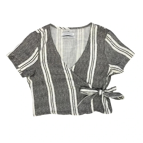 Urban Outfitters  Striped Wrap Tie-Front Crop Top | Size XS - Picture 5 of 9